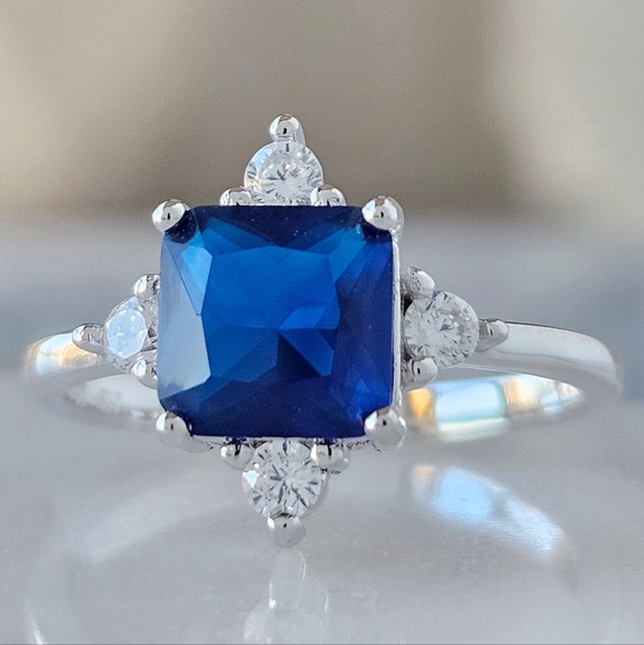 Blue Sapphire Gemstone ring, size 7, 925 Sterling Silver Charmed Aroma - Picture 1 of 7